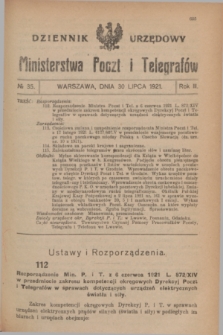 Dziennik Urzędowy Ministerstwa Poczt i Telegrafów. R.3, № 35 (30 lipca 1921)