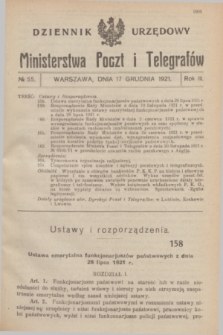 Dziennik Urzędowy Ministerstwa Poczt i Telegrafów. R.3, № 55 (17 grudnia 1921)