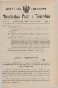 Dziennik Urzędowy Ministerstwa Poczt i Telegrafów. R.5, № 30 (14 lipca 1923)