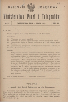 Dziennik Urzędowy Ministerstwa Poczt i Telegrafów. R.9, № 17 (14 maja 1927)