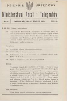 Dziennik Urzędowy Ministerstwa Poczt i Telegrafów. R.9, nr 40 (31 grudnia 1927)