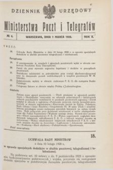 Dziennik Urzędowy Ministerstwa Poczt i Telegrafów. R.10, № 4 (1 marca 1928)