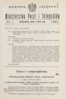 Dziennik Urzędowy Ministerstwa Poczt i Telegrafów. R.10, № 9 (1 maja 1928)