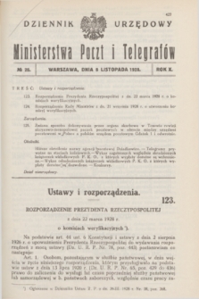 Dziennik Urzędowy Ministerstwa Poczt i Telegrafów. R.10, № 26 (8 listopada 1928)