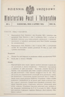 Dziennik Urzędowy Ministerstwa Poczt i Telegrafów. R.11, № 2 (6 lutego 1929)