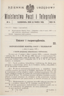 Dziennik Urzędowy Ministerstwa Poczt i Telegrafów. R.11, № 5 (30 marca 1929)