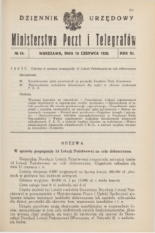 Dziennik Urzędowy Ministerstwa Poczt i Telegrafów. R.11, № 10 (13 czerwca 1929)
