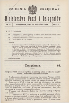 Dziennik Urzędowy Ministerstwa Poczt i Telegrafów. R.11, № 18 (12 września 1929)