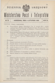 Dziennik Urzędowy Ministerstwa Poczt i Telegrafów. R.11, № 22 (9 listopada 1929)