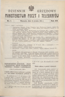Dziennik Urzędowy Ministerstwa Poczt i Telegrafów. R.13, nr 1 (24 stycznia 1931)
