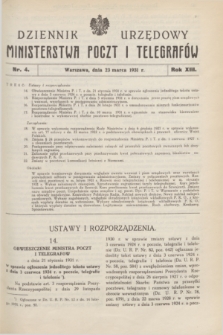 Dziennik Urzędowy Ministerstwa Poczt i Telegrafów. R.13, nr 4 (23 marca 1931)