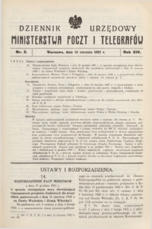 Dziennik Urzędowy Ministerstwa Poczt i Telegrafów. R.14, nr 2 (25 stycznia 1932)