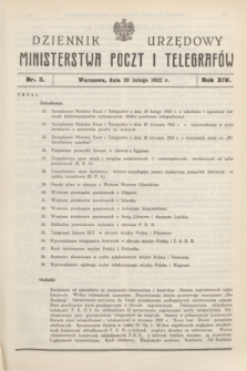 Dziennik Urzędowy Ministerstwa Poczt i Telegrafów. R.14, nr 3 (20 lutego 1932)