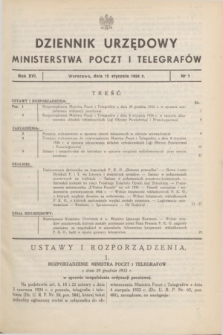Dziennik Urzędowy Ministerstwa Poczt i Telegrafów. R.16, nr 1 (15 stycznia 1934)