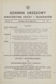 Dziennik Urzędowy Ministerstwa Poczt i Telegrafów. R.16, nr 4 (28 lutego 1934)