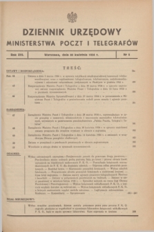 Dziennik Urzędowy Ministerstwa Poczt i Telegrafów. R.16, nr 8 (30 kwietnia 1934)