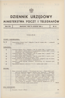 Dziennik Urzędowy Ministerstwa Poczt i Telegrafów. R.16, nr 19 (29 września 1934) + dod.