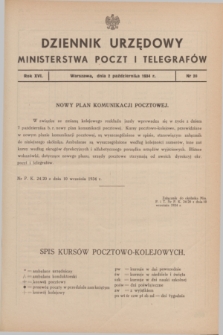 Dziennik Urzędowy Ministerstwa Poczt i Telegrafów. R.16, nr 20 (2 października 1934)
