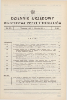 Dziennik Urzędowy Ministerstwa Poczt i Telegrafów. R.16, nr 22 (19 listopada 1934)
