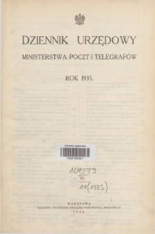 Dziennik Urzędowy Ministerstwa Poczt i Telegrafów. Skorowidz alfabetyczny (1935)