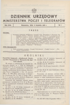 Dziennik Urzędowy Ministerstwa Poczt i Telegrafów. R.17, nr 1 (14 stycznia 1935)