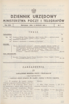 Dziennik Urzędowy Ministerstwa Poczt i Telegrafów. R.17, nr 7 (13 kwietnia 1935)