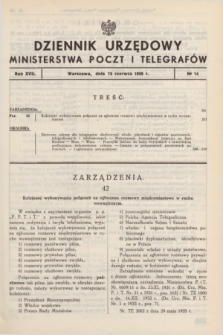 Dziennik Urzędowy Ministerstwa Poczt i Telegrafów. R.17, nr 14 (13 czerwca 1935)