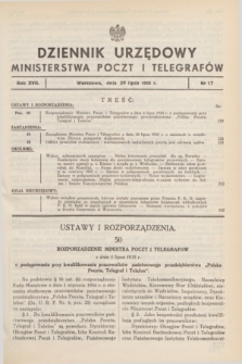 Dziennik Urzędowy Ministerstwa Poczt i Telegrafów. R.17, nr 17 (29 lipca 1935)
