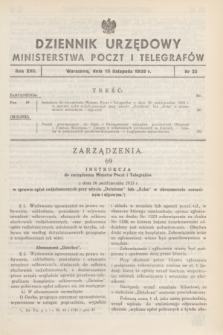 Dziennik Urzędowy Ministerstwa Poczt i Telegrafów. R.17, nr 25 (15 listopada 1935)