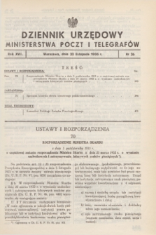 Dziennik Urzędowy Ministerstwa Poczt i Telegrafów. R.17, nr 26 (20 listopada 1935)