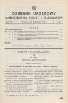 Dziennik Urzędowy Ministerstwa Poczt i Telegrafów. R.17, nr 27 (28 listopada 1935)