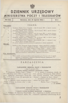 Dziennik Urzędowy Ministerstwa Poczt i Telegrafów. R.18, nr 2 (29 stycznia 1936) + zał.