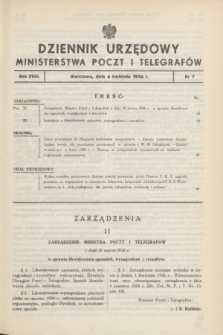 Dziennik Urzędowy Ministerstwa Poczt i Telegrafów. R.18, nr 7 (6 kwietnia 1936)