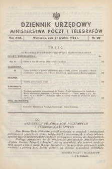 Dziennik Urzędowy Ministerstwa Poczt i Telegrafów. R.18, nr 29 (21 grudnia 1936)