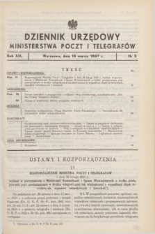 Dziennik Urzędowy Ministerstwa Poczt i Telegrafów. R.19, nr 5 (18 marca 1937)