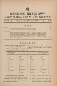 Dziennik Urzędowy Ministerstwa Poczt i Telegrafów. R.19, nr 8 (28 kwietnia 1937)