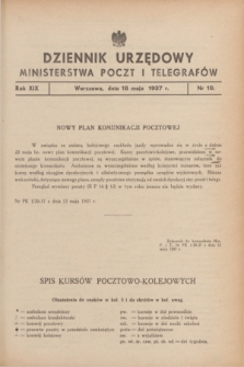 Dziennik Urzędowy Ministerstwa Poczt i Telegrafów. R.19, nr 10 (18 maja 1937)