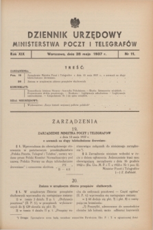 Dziennik Urzędowy Ministerstwa Poczt i Telegrafów. R.19, nr 11 (28 maja 1937)
