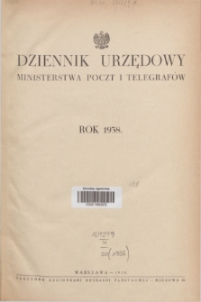 Dziennik Urzędowy Ministerstwa Poczt i Telegrafów. Skorowidz alfabetyczny (1938)