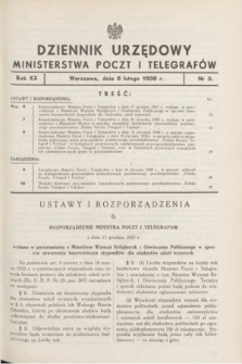Dziennik Urzędowy Ministerstwa Poczt i Telegrafów. R.20, nr 3 (8 lutego 1938)