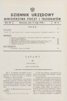 Dziennik Urzędowy Ministerstwa Poczt i Telegrafów. R.20, nr 11 (14 maja 1938)