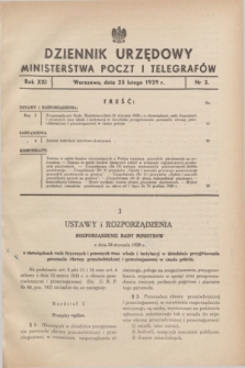 Dziennik Urzędowy Ministerstwa Poczt i Telegrafów. R.21, nr 3 (25 lutego 1939)