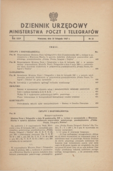 Dziennik Urzędowy Ministerstwa Poczt i Telegrafów. R.24, nr 23 (25 listopada 1947)