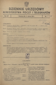 Dziennik Urzędowy Ministerstwa Poczt i Telegrafów. R.25, № 1 (17 stycznia 1948)