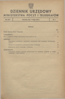 Dziennik Urzędowy Ministerstwa Poczt i Telegrafów. R.25, № 2 (7 lutego 1948)