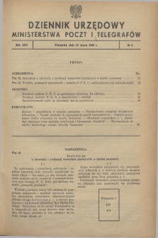 Dziennik Urzędowy Ministerstwa Poczt i Telegrafów. R.25, № 6 (25 marca 1948)