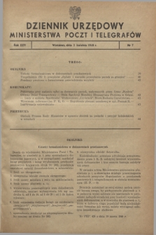 Dziennik Urzędowy Ministerstwa Poczt i Telegrafów. R.25, № 7 (2 kwietnia 1948)