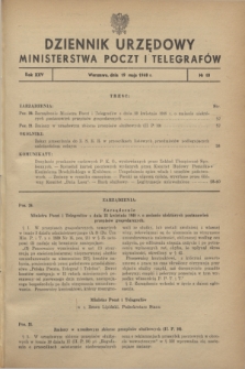 Dziennik Urzędowy Ministerstwa Poczt i Telegrafów. R.25, № 10 (19 maja 1948)