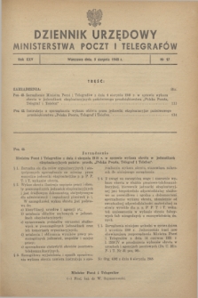 Dziennik Urzędowy Ministerstwa Poczt i Telegrafów. R.25, № 17 (5 sierpnia 1948)