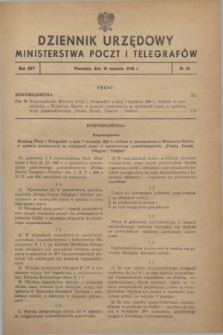 Dziennik Urzędowy Ministerstwa Poczt i Telegrafów. R.25, № 20 (10 września 1948)